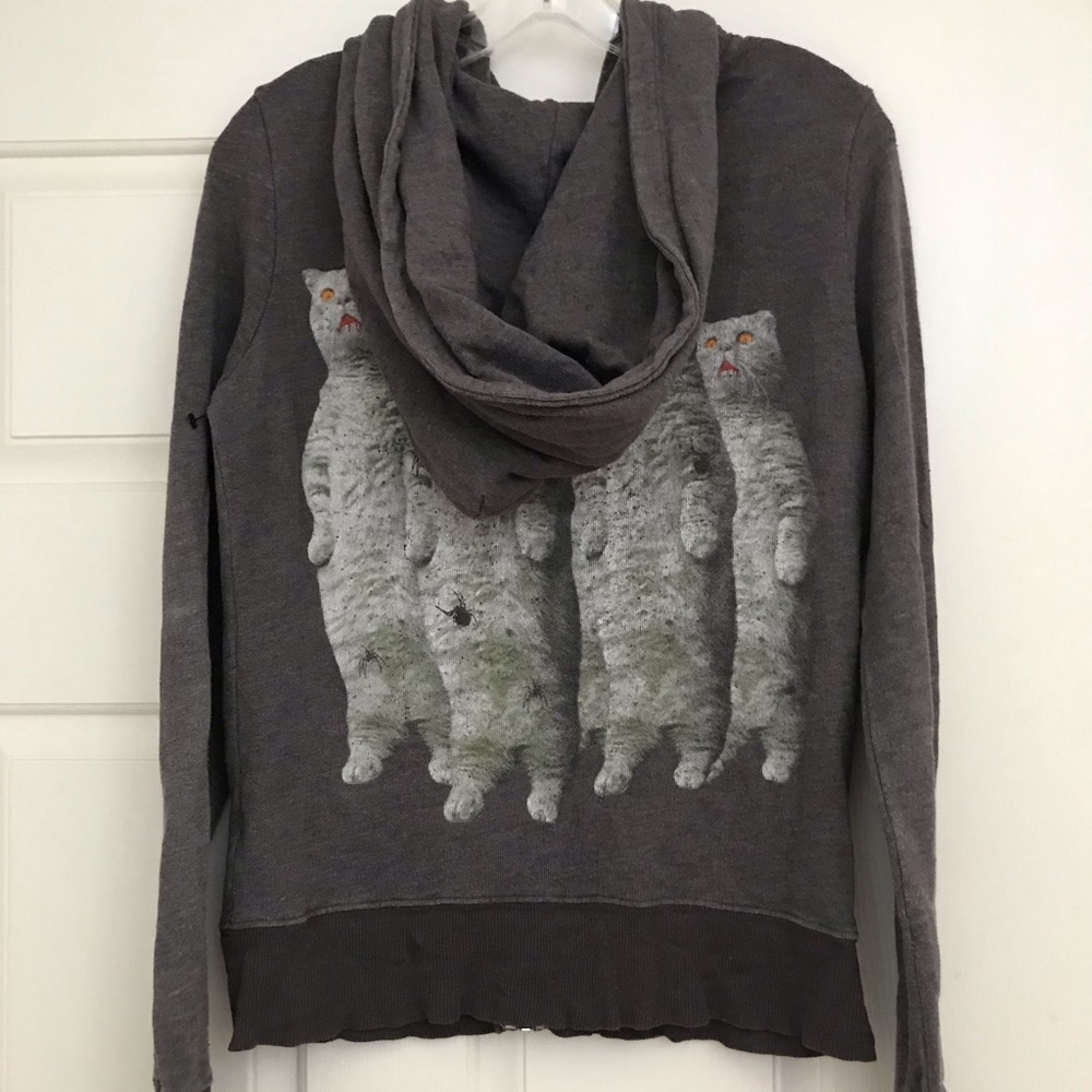 Wildfox zombie cats hoodie tag size small